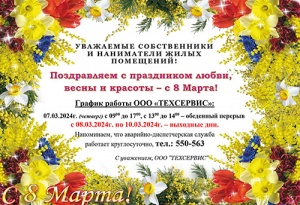 График работы ООО «ТЕХСЕРВИС»: 07.03.2024