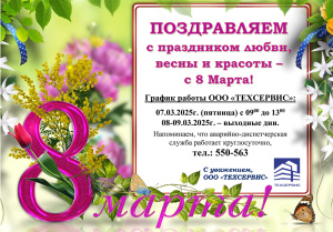 График работы 07.03.25 - 08.03.25